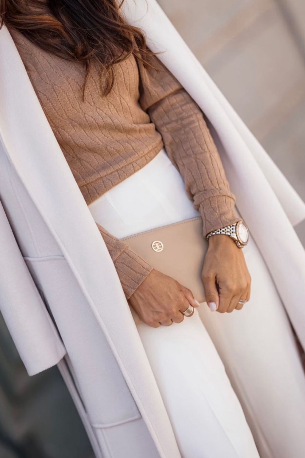 Casaco Comprido Beige 3D Signature