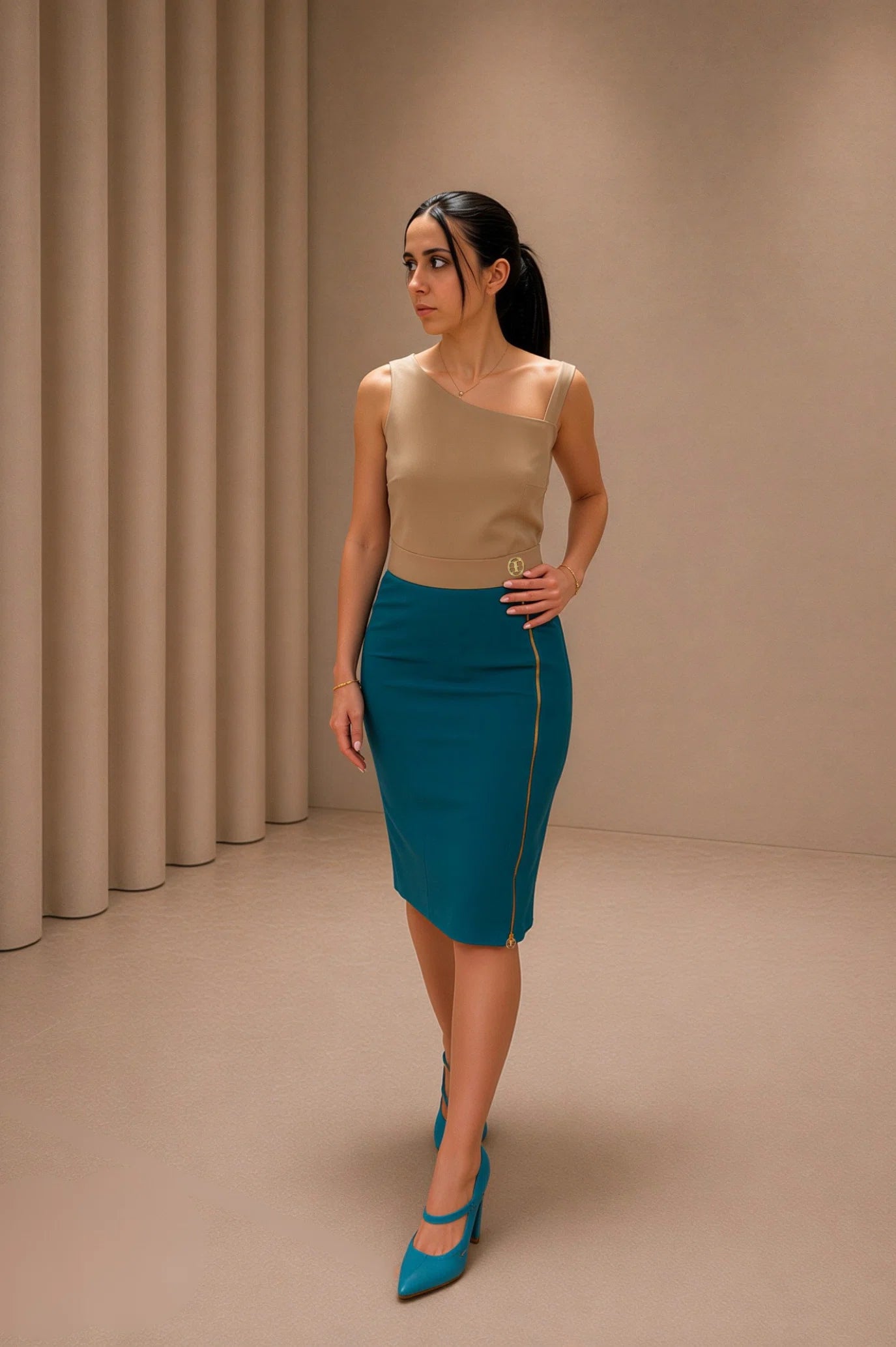 IDENTITY PETROL DRESS